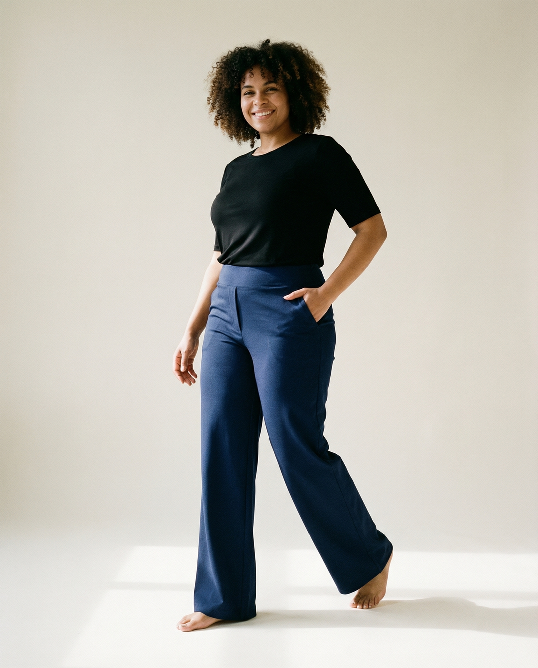 Pierna recta tejido plano pantalones