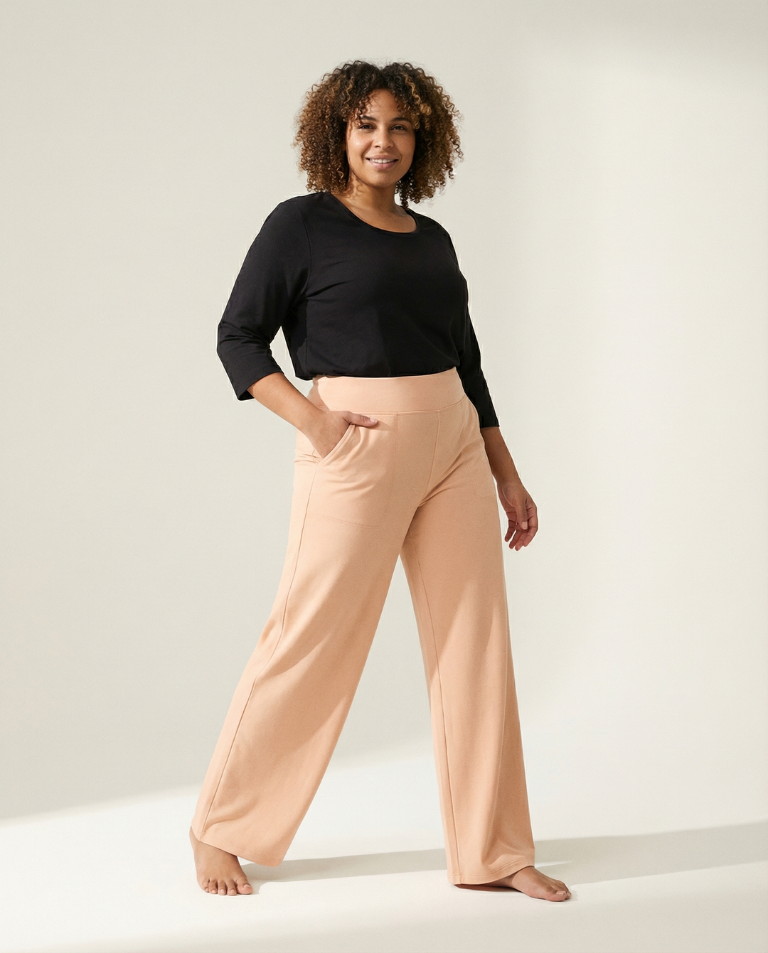 Pierna recta tejido plano pantalones
