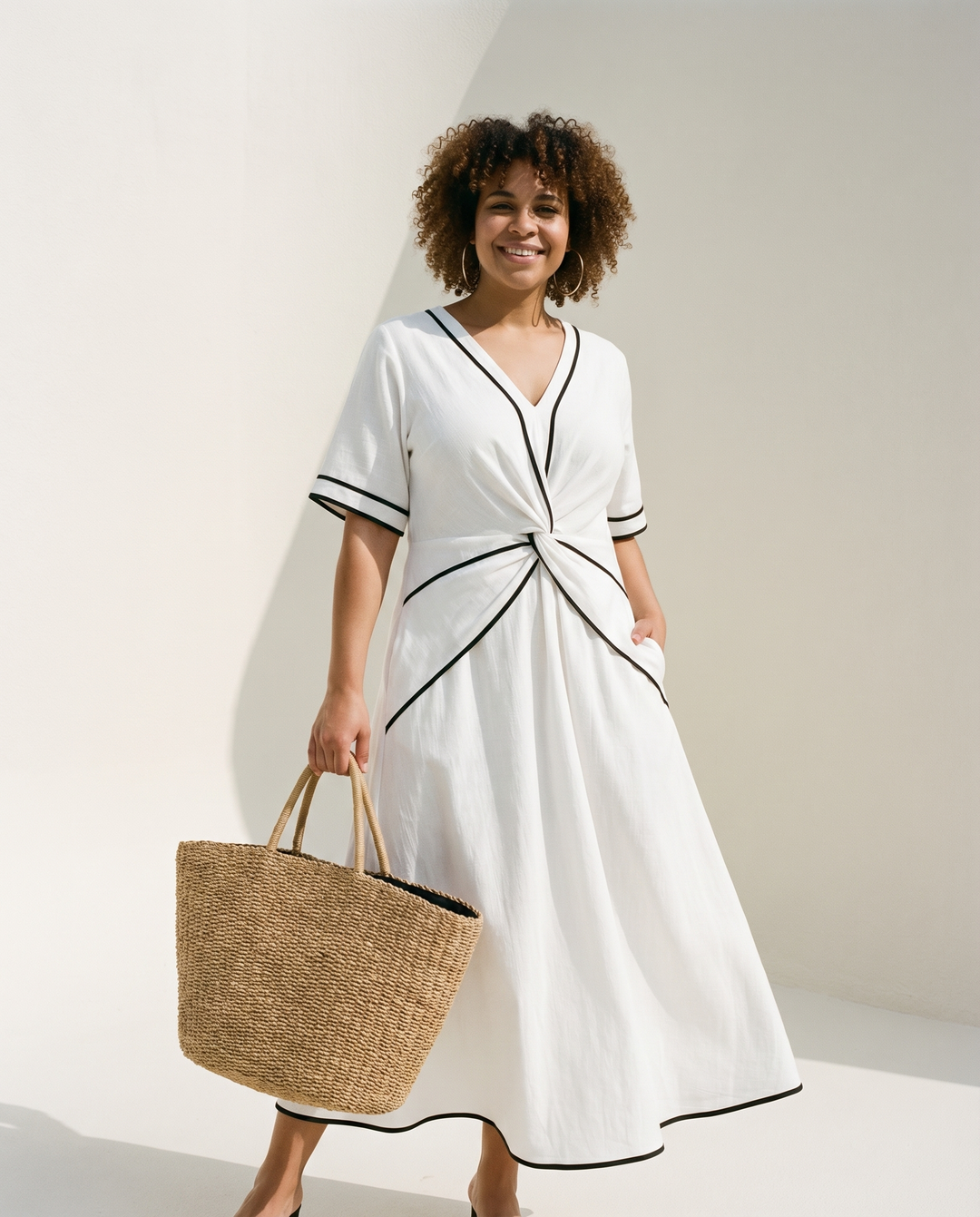 Cintura definida vestido midi