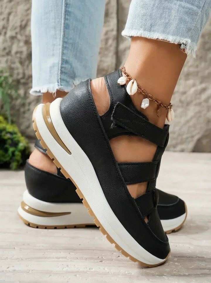 Orlise – De cuña con correa de velcro y suela de goma, sandalias