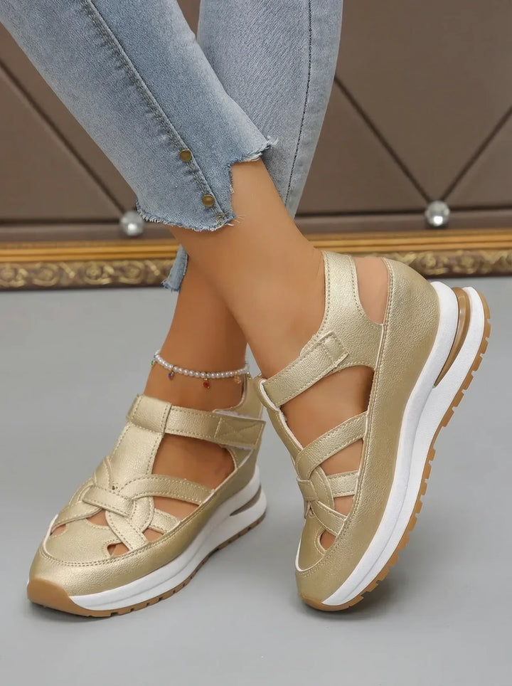 Orlise – De cuña con correa de velcro y suela de goma, sandalias