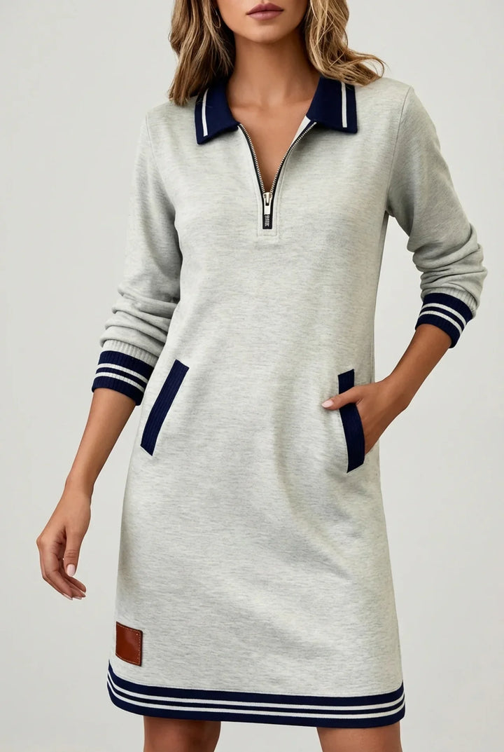 Novera – Con cremallera frontal, de algodón y lino, vestido