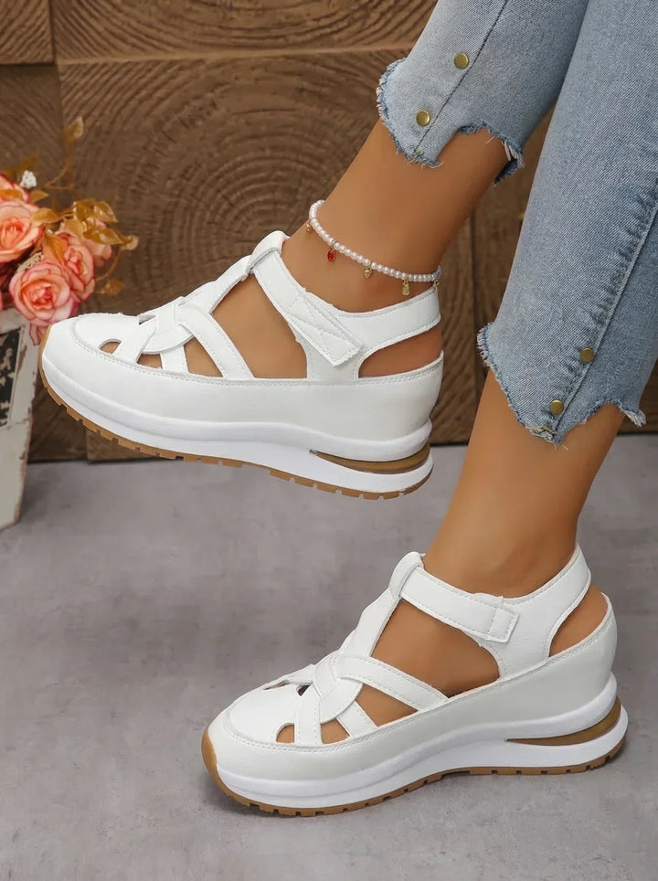 Orlise – De cuña con correa de velcro y suela de goma, sandalias
