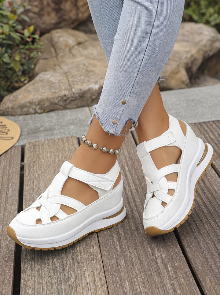 Orlise – De cuña con correa de velcro y suela de goma, sandalias