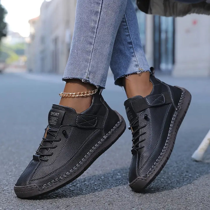 Kevara – Punta ancha de cuero zapatos