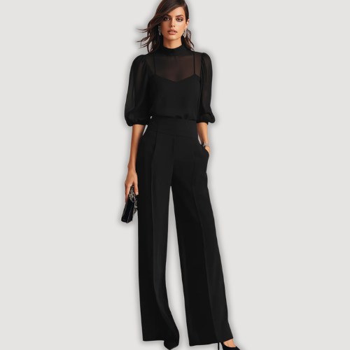 Nivora – Pierna ancha con acabado transparente, conjunto