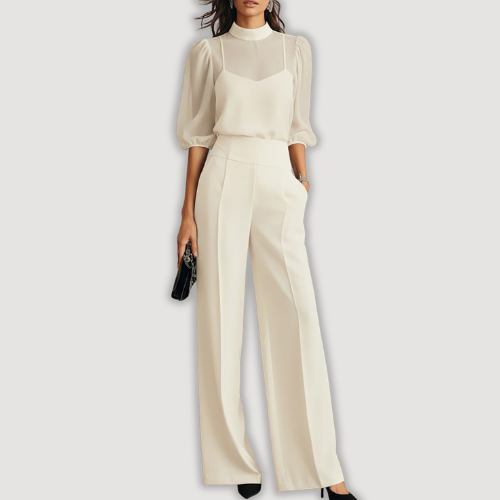 Nivora – Pierna ancha con acabado transparente, conjunto
