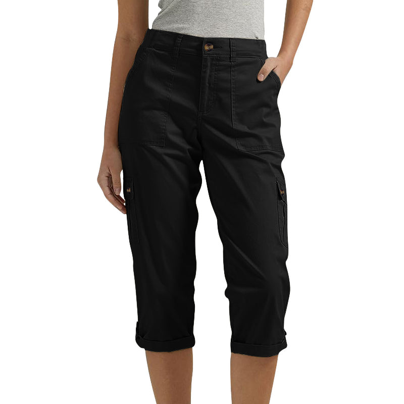 Orelyn – Con múltiples bolsillos, tejido elástico, pantalones cargo capri