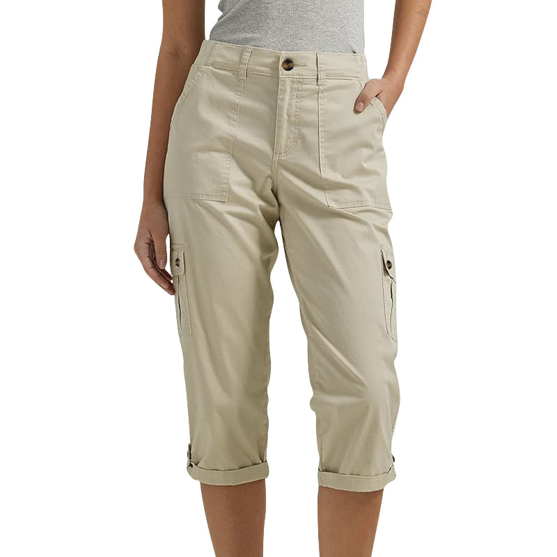 Orelyn – Con múltiples bolsillos, tejido elástico, pantalones cargo capri