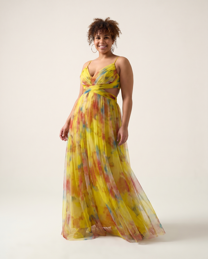 Maxi con cintura imperio de gasa vestido